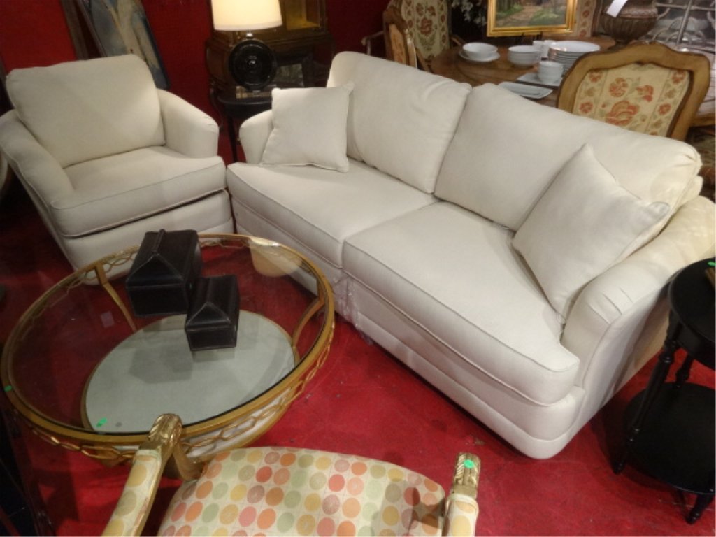 2 PC CONTEMPORARY SLEEP SOFA AND ARMCHAIR, OFF WHITE (1 of 8)