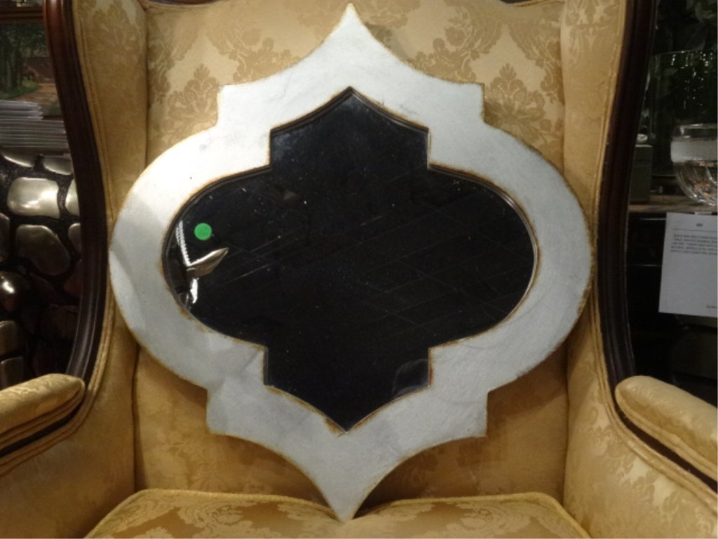 SILVER FINISH WALL MIRROR, MORROCCAN MOTIF, LIGHTLY (1 of 4)