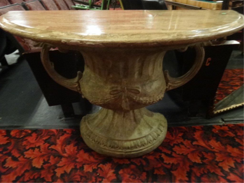 URN STYLE DEMILUNE CONSOLE TABLE, COMPOSITION BASE, (1 of 3)