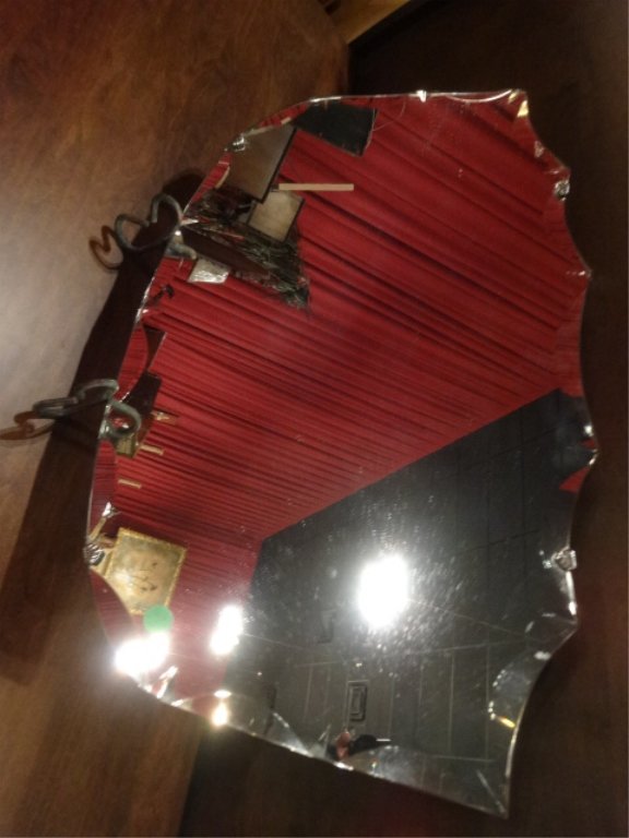 FRAMELESS WALL MIRROR, SHIELD SHAPE, APPROX 24"W, (1 of 3)