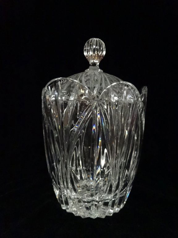 CRYSTAL JAR WITH LID, APPROX 7"H (1 of 4)