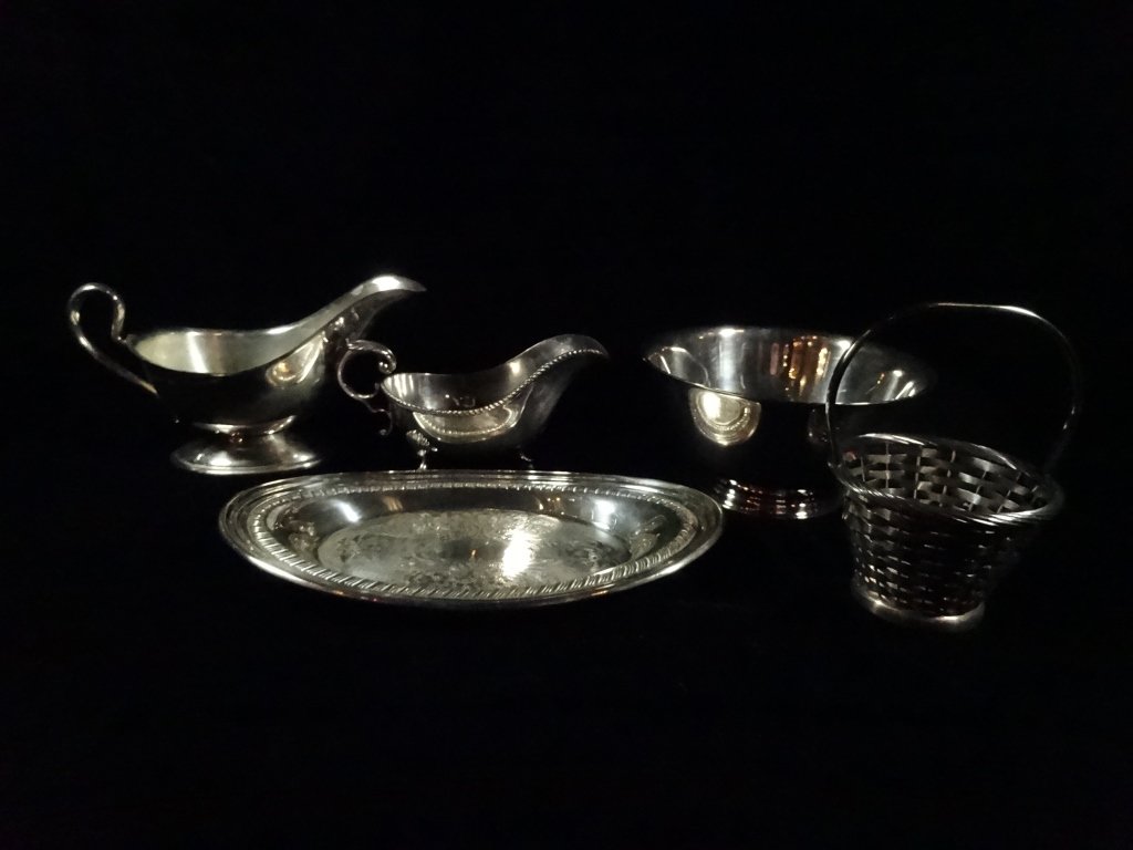 5 PC SILVERPLATE SERVING DISHES, TRAY APPROX 9"L (1 of 4)