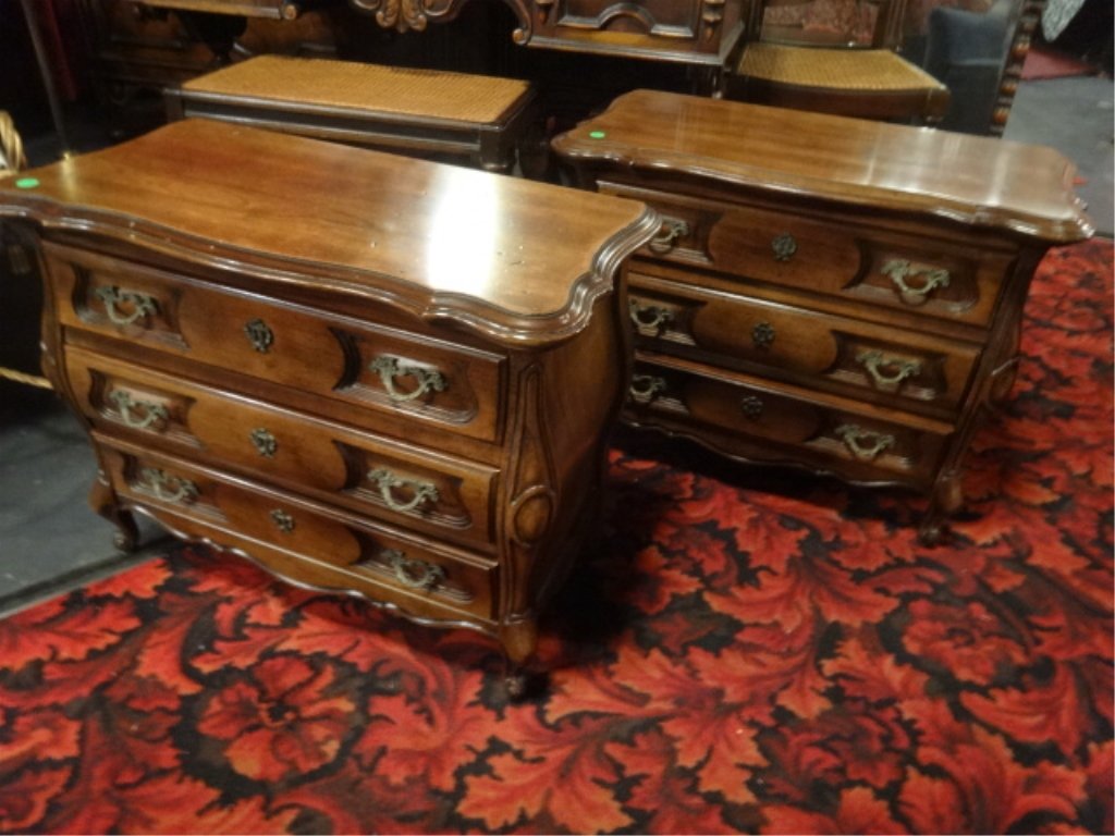 PAIR FRENCH STYLE WOOD CHESTS, 2 DRAWERS, APPROX 20"W, (1 of 5)