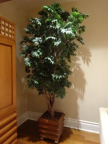 LARGE FAUX TREE IN PLANTER, NATURAL WOOD BRANCHES, IN (1 of 4)