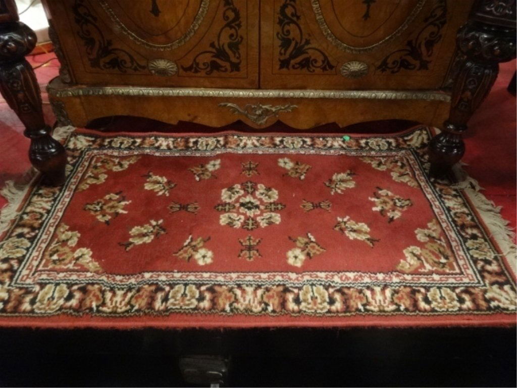 SMALL PERSIAN STYLE AREA RUG, RED AND BLUE, APPROX (1 of 4)