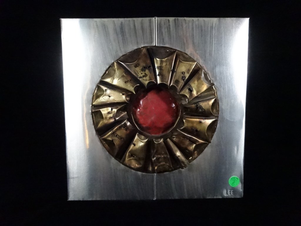 SCULPTURAL METAL ARTWORK PLAQUE, INSCRIBED LEE, APPROX (1 of 5)