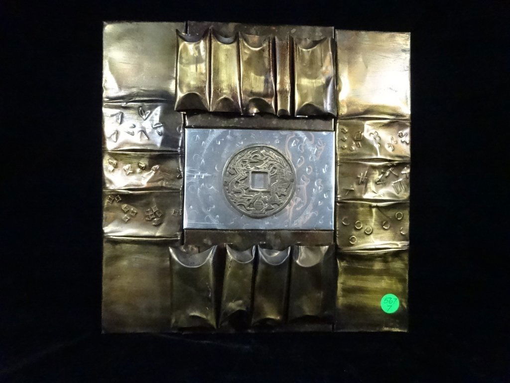 SCULPTURAL METAL ARTWORK PLAQUE, INSCRIBED LEE, APPROX (1 of 5)