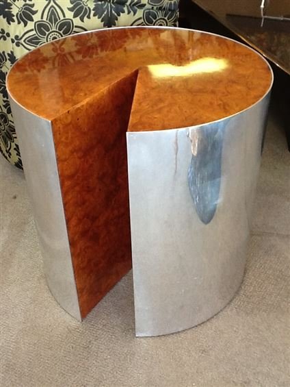 MID CENTURY MODERN PACE BURL WOOD AND CHROME TABLE, (1 of 9)