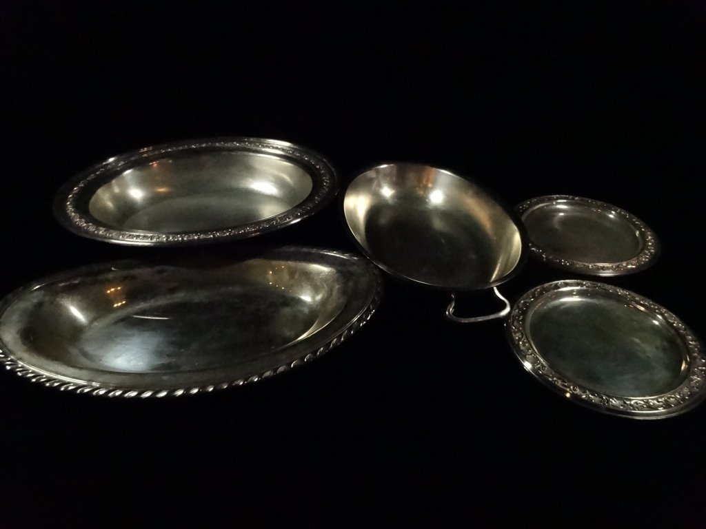 5 PC SILVERPLATE SERVING DISHES, OVAL BOWL APPROX 12 (1 of 3)