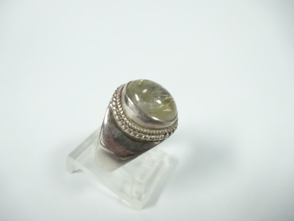 SINO-TIBETAN STERLING SILVER RING, RUTILATED QUARTZ (1 of 4)