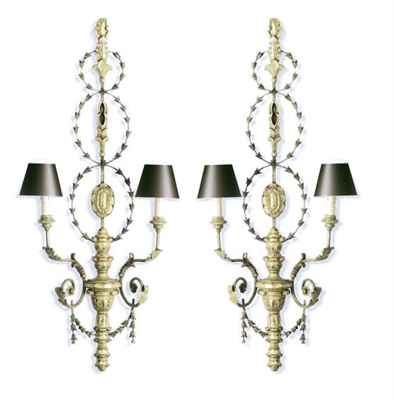 PAIR ADAMS STYLE ELECTRIC WALL SCONCES BY BEAUMONT AND (1 of 10)