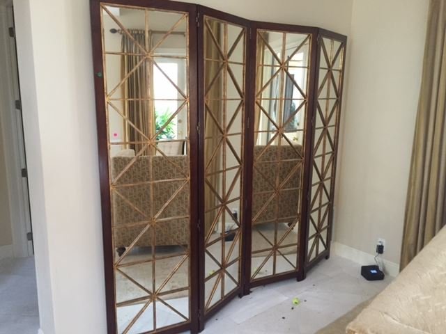 CONTEMPORARY 4 PANEL MIRRORED FLOOR SCREEN, APPROX 7' X (1 of 5)