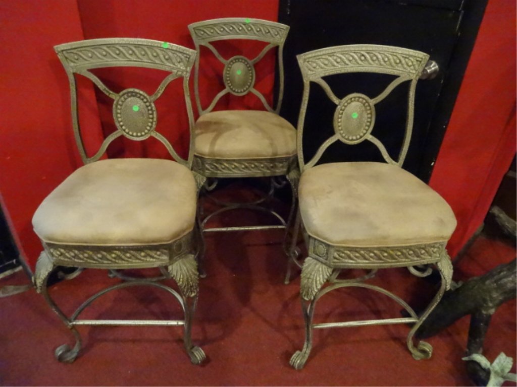 3 METAL BARSTOOLS, COUNTER HEIGHT, ITALIANATE STYLE, (1 of 6)