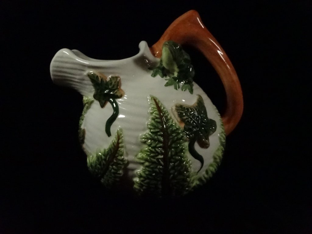 CERAMIC PITCHER, FROG & FERN DESIGN, APPROX 8.5"H, (1 of 7)