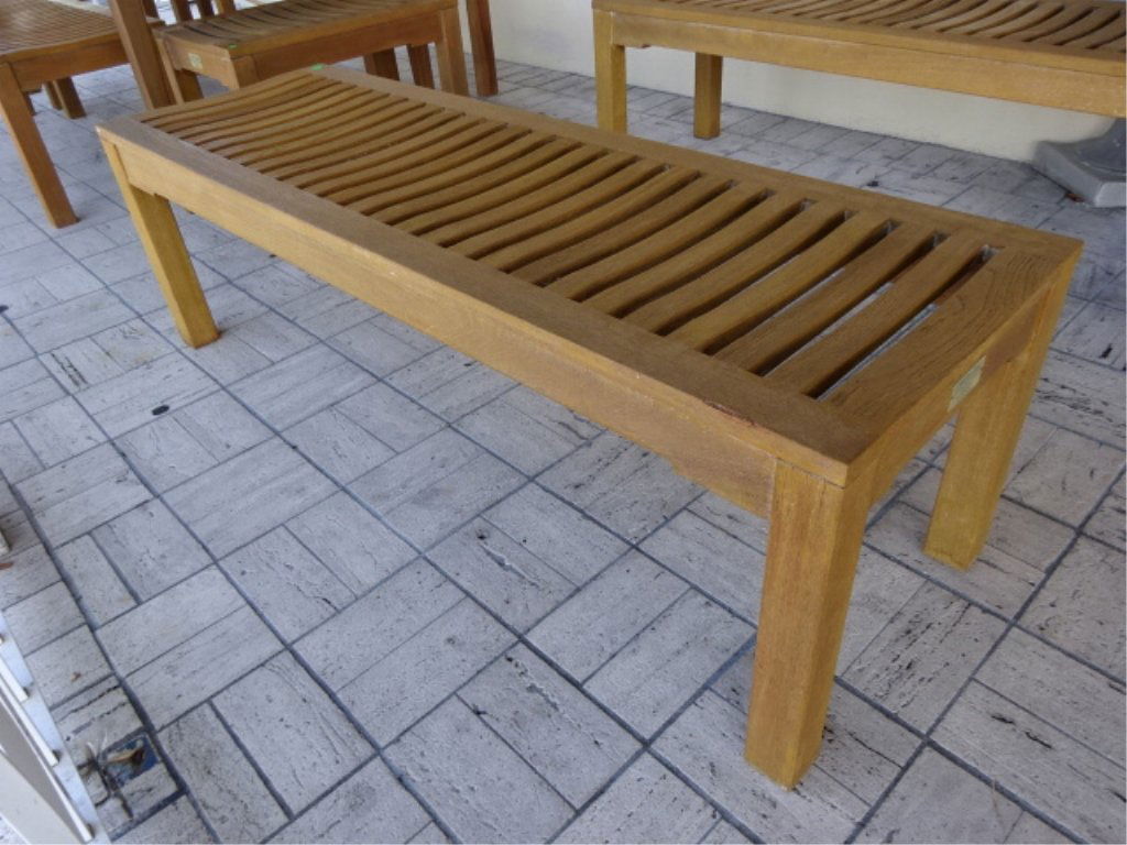 TEAK BENCH, LABELED MADE IN THAILAND, #2 OF TWO (1 of 4)