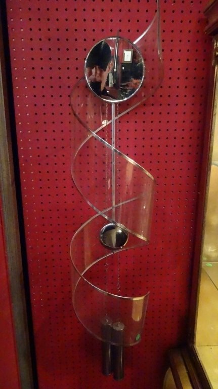 MODERN ACRYLIC AND CHROME SPIRAL WALL CLOCK WITH WIDE (1 of 8)