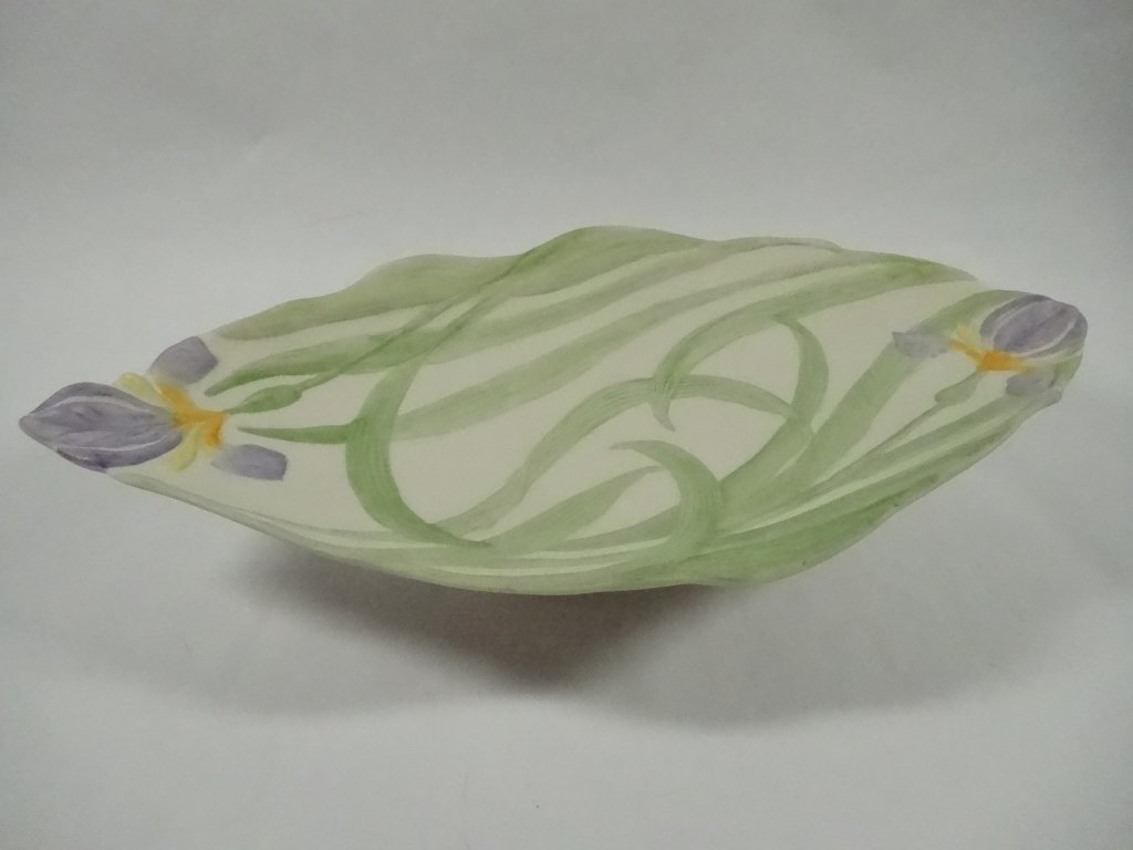 RARE CYBIS BISQUE PORCELAIN PEDESTAL DISH, IRIS DESIGN, (1 of 7)