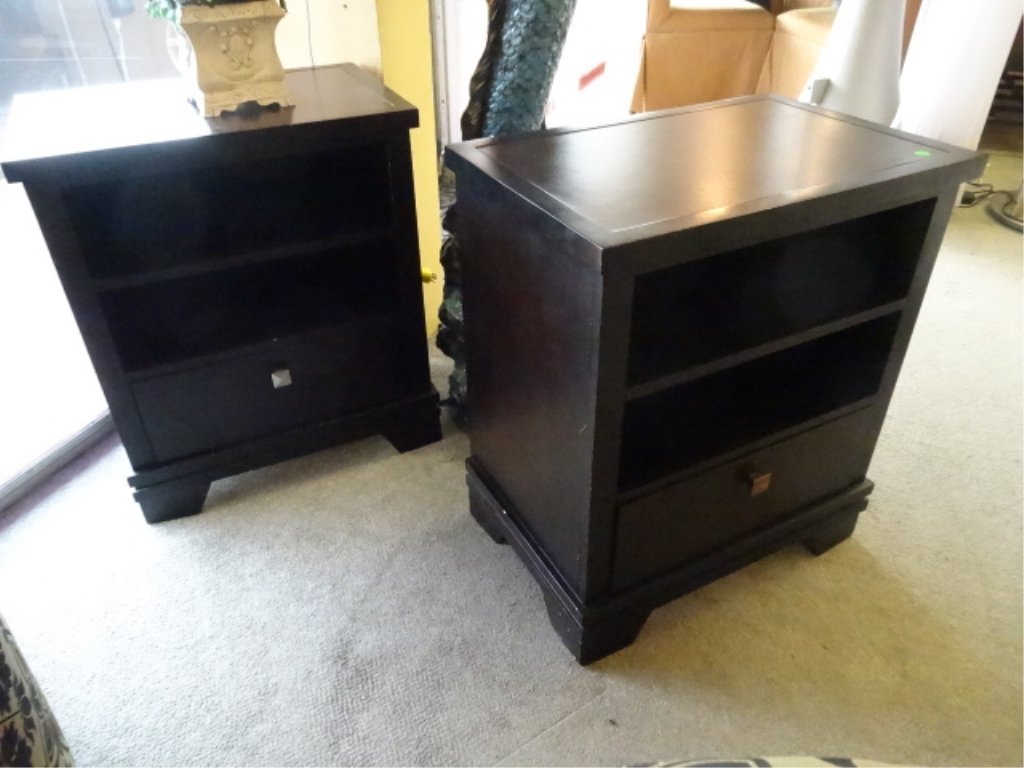PAIR TRANSITIONAL NIGHTSTANDS/SIDE TABLES, 2 SHELVES (1 of 4)