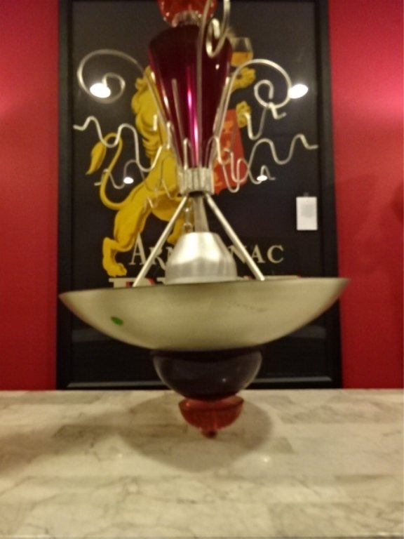 VAN TEAL ATTRIBUTED LUCITE PENDANT LAMP, AMETHYST AND (1 of 8)