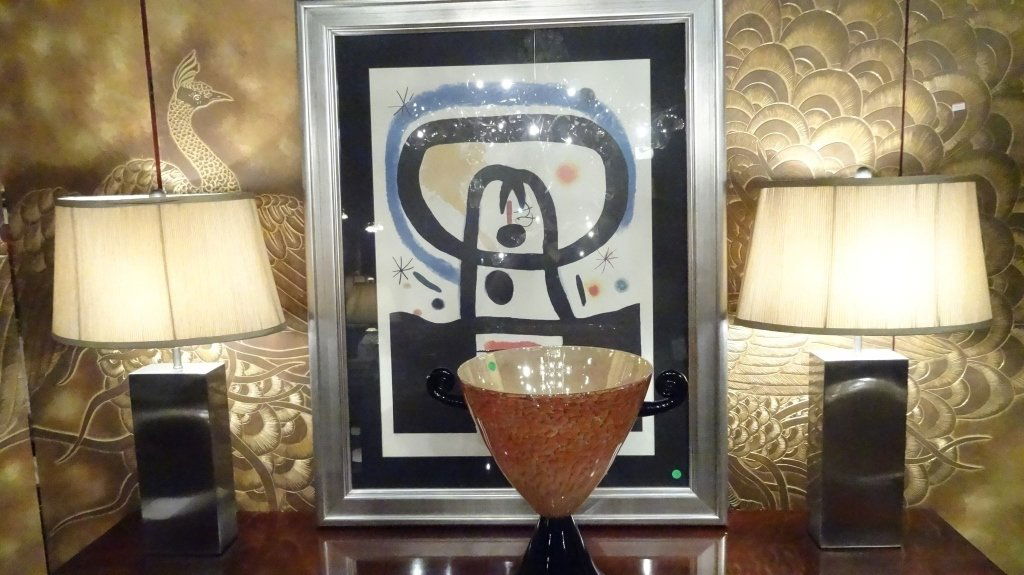 PAIR MID CENTURY METAL TABLE LAMPS, RECTANGULAR BASES, (1 of 7)