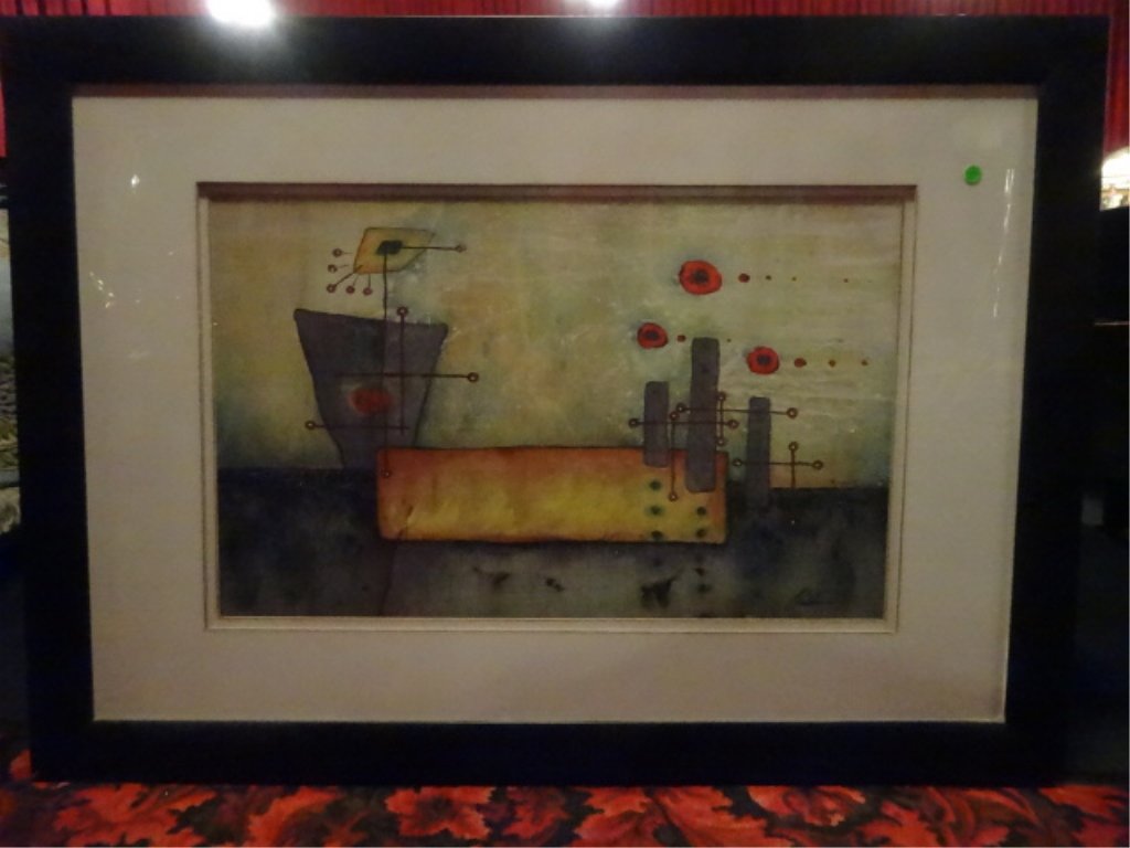 LARGE ABSTRACT FRAMED PRINT, SIGNED IN THE PLATE LOWER (1 of 6)