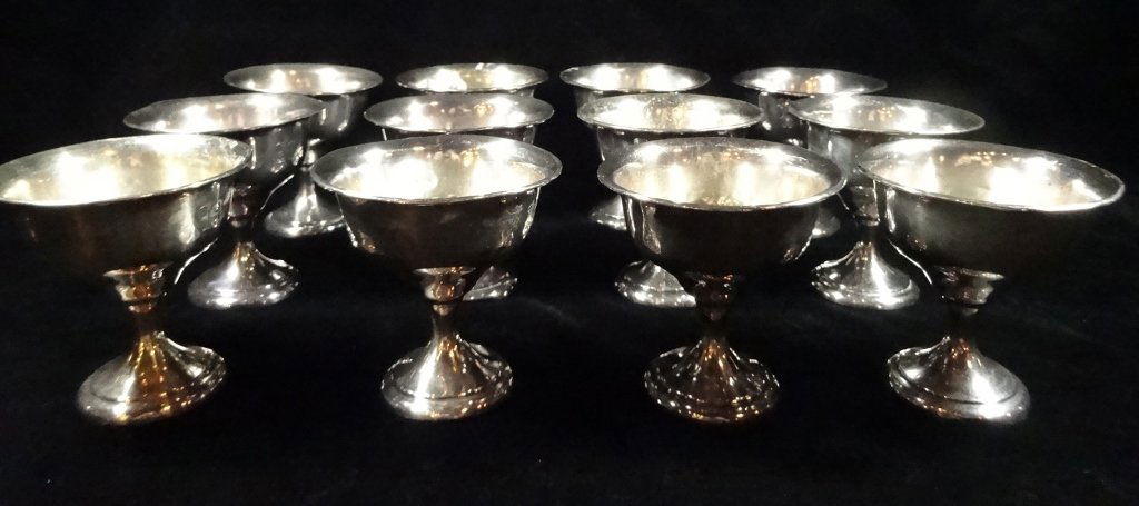12 PC STERLING SILVER GOBLETS, MONOGRAMMED, APPROX 360 (1 of 5)