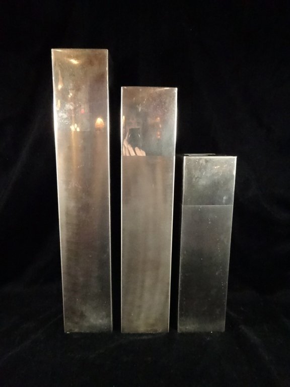 3 PC METAL VASES, VERTICAL, TALLEST APPROX 17.75"H, (1 of 3)
