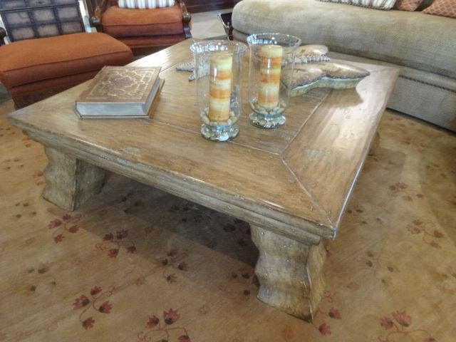 WOOD COFFEE TABLE, LIGHT DRIFTWOOD FINISH, EXCELLENT (1 of 4)