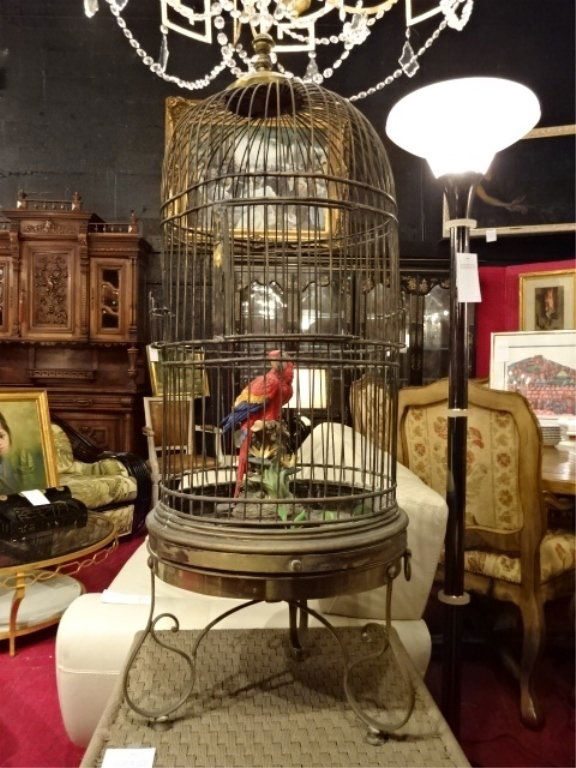 LARGE ORNATE METAL BIRDCAGE, VERY GOOD VINTAGE (1 of 6)