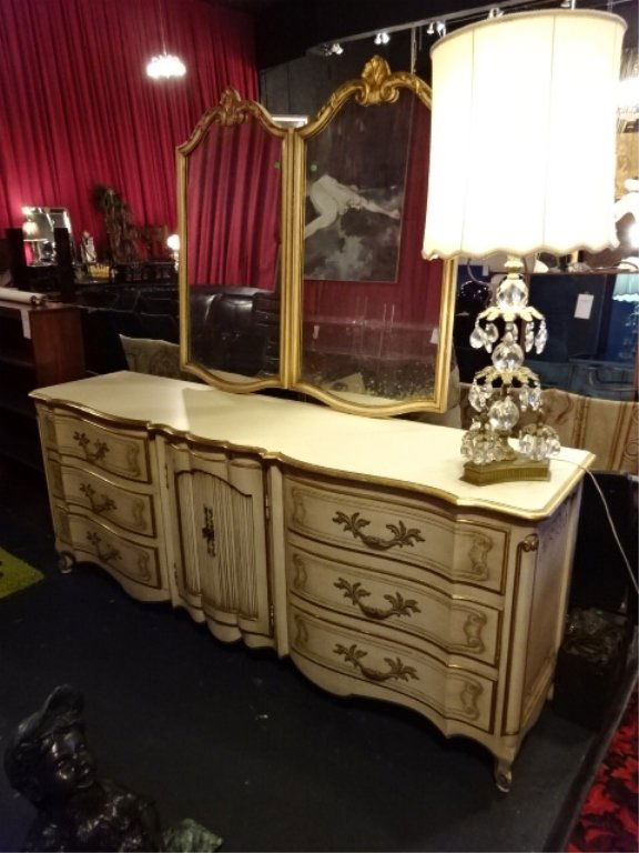 3 PC MID CENTURY JOHN WIDDICOMB FRENCH STYLE DRESSER, (1 of 10)