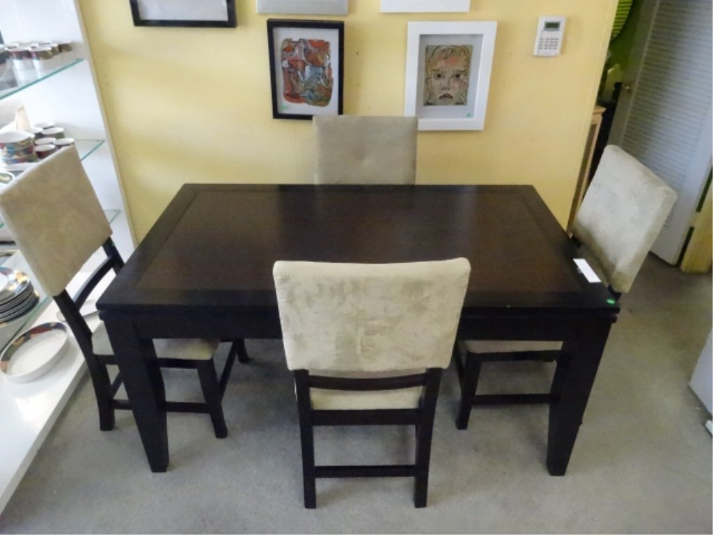 CONTEMPORARY WOOD DINING TABLE WITH 4 CHAIRS, DARK (1 of 5)