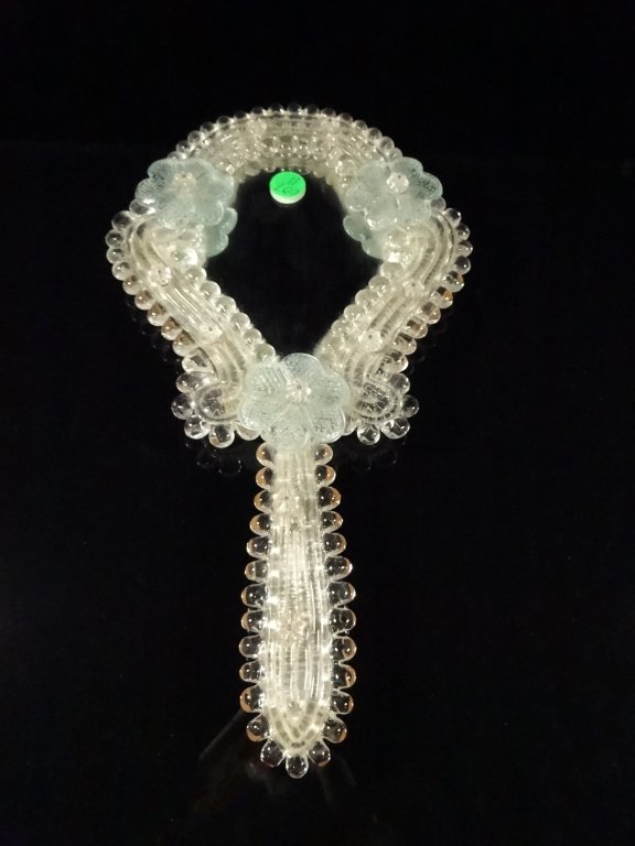 VENETIAN HAND MIRROR, BLUE FLOWERS, APPROX 13.25": VENETIAN HAND MIRROR, BLUE FLOWERS, APPROX 13.25"