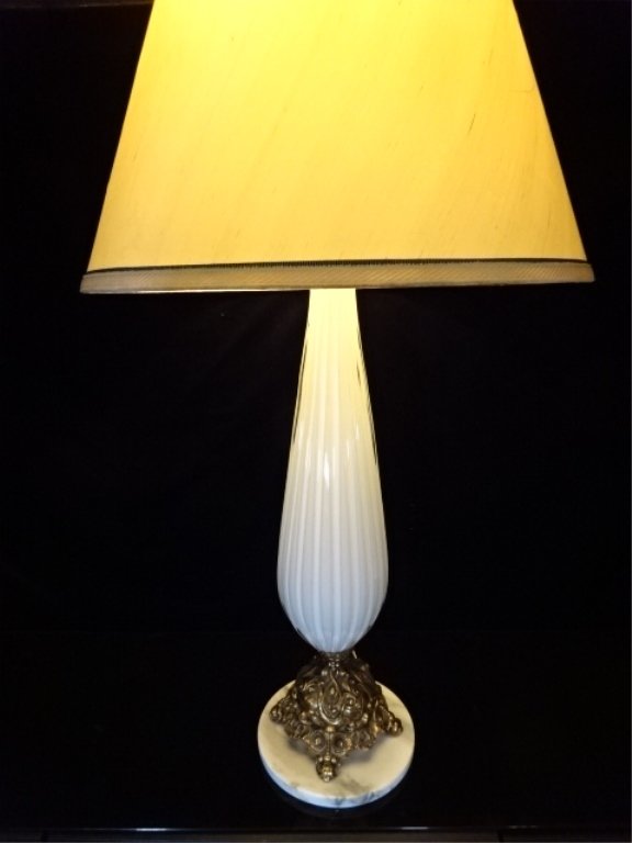 LARGE MURANO ART GLASS LAMP, WHITE GLASS BODY WITH TRAN (1 of 7)