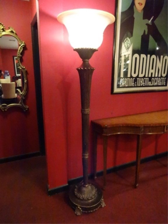NEOCLASSICAL TORCHIERE FLOOR LAMP, BRONZE FINISH (1 of 6)