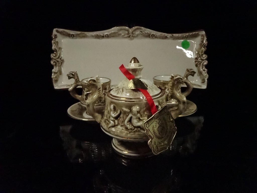 6 PC R. CAPODIMONTE PORCELAIN DEMITASSE SET, INCLUDES 2 (1 of 7)