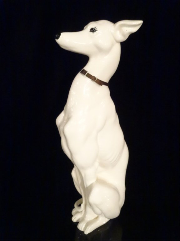 LARGE ITALIAN CERAMIC WHIPPET DOG SCULPTURE, 1970's, (1 of 9)