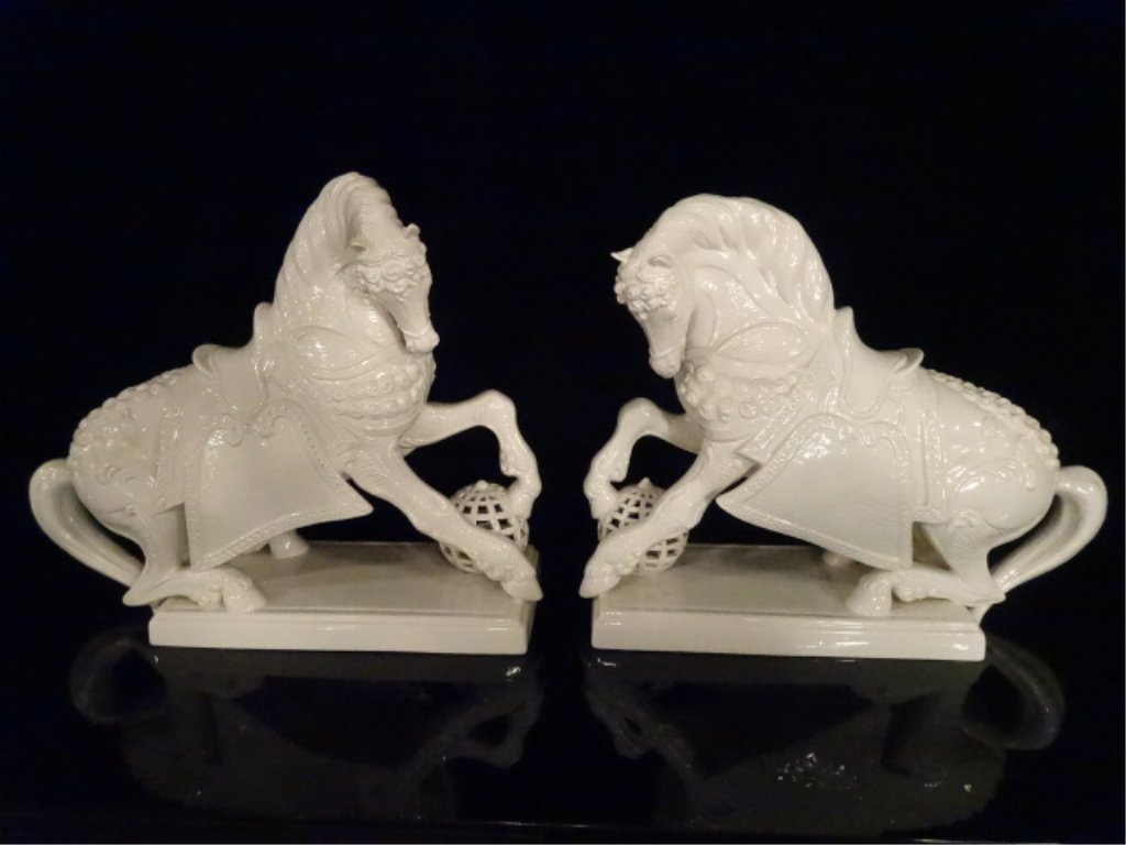 2 ITALIAN CERAMIC HORSE SCULPTURES, 1970's, WHITE (1 of 10)