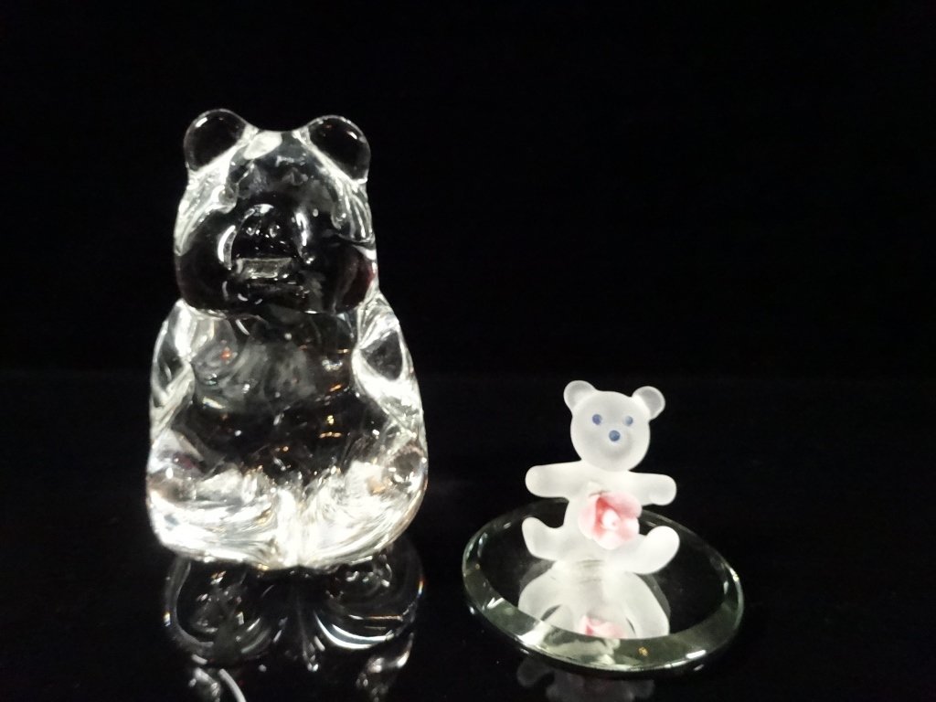 2 PC CRYSTAL BEAR FIGURINES, APPROX 2 3/8"H (1 of 2)