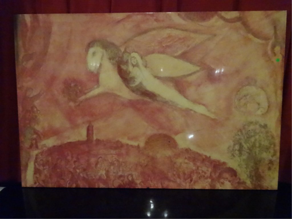 LARGE AFTER MARC CHAGALL PRINT ON WOOD BOARD, 39.25" X (1 of 5)