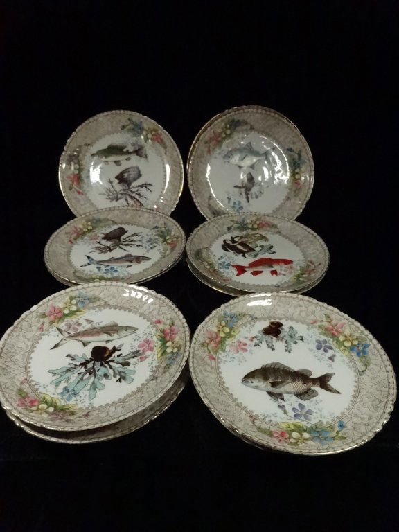 11 MARK & GUTHERZ CARLSBAD PORCELAIN PLATES, FISH (1 of 9)