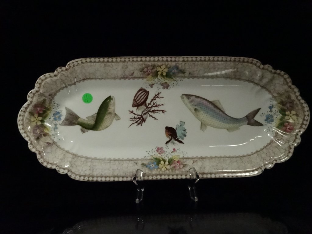 MARK & GUTHERZ CARLSBAD PORCELAIN PLATTER, FISH DESIGN,: MARK & GUTHERZ CARLSBAD PORCELAIN PLATTER, FISH DESIGN, MADE IN AUSTRIA, APPROX 19.75" X 8.5"