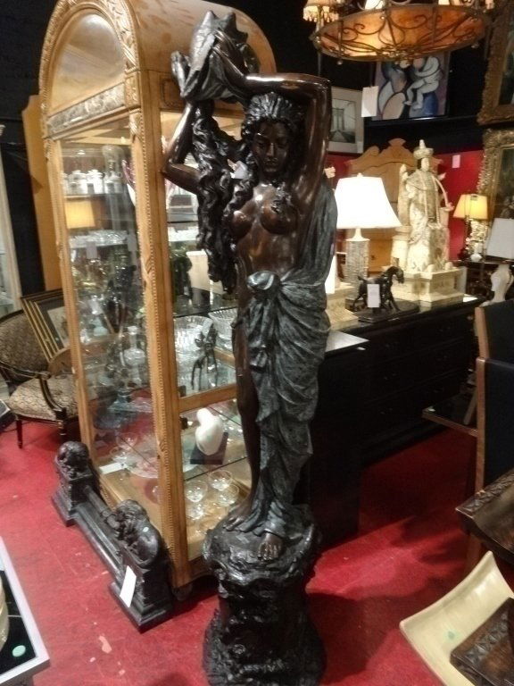 HUGE LIFESIZE BRONZE SCULPTURE, WOMAN WITH SHELL, (1 of 7)