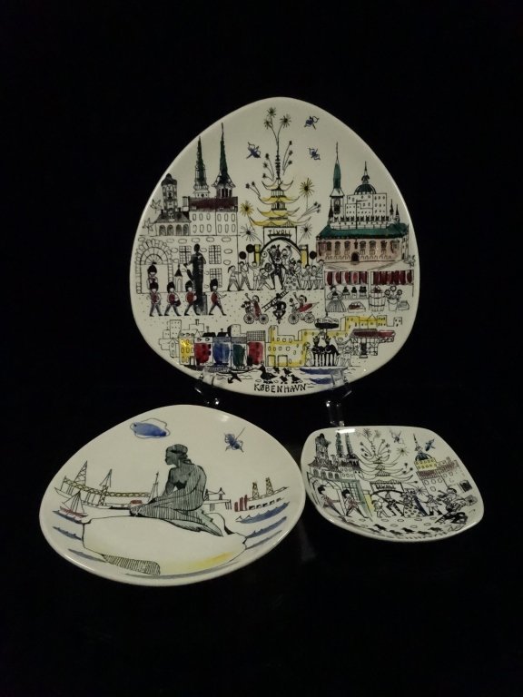 3 PC INGER WAAGE SCANDANAVIAN PLATES, COPENHAGEN SCENES: 3 PC INGER WAAGE SCANDANAVIAN PLATES, COPENHAGEN SCENES