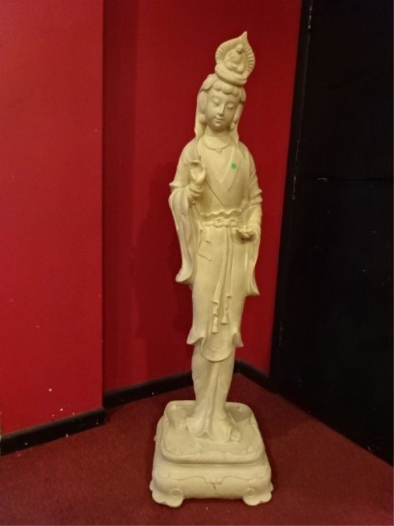 LARGE CHINESE KWAN YIN SCULPTURE, MOULDED COMPOSITION, (1 of 6)