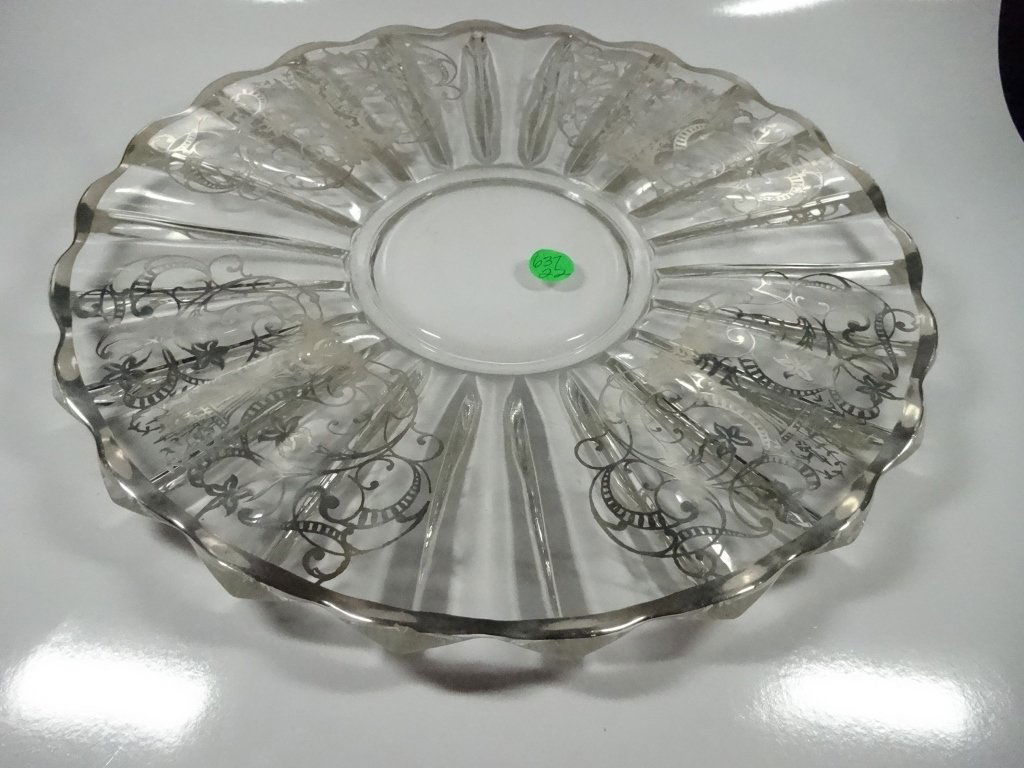 SILVER OVERLAY PLATTER, APPROX 13.5" DIAMETER (1 of 4)