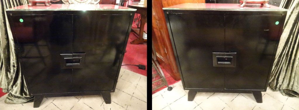 PAIR MID CENTURY MODERN CHESTS, ASIAN STYLE WITH BLACK (1 of 8)