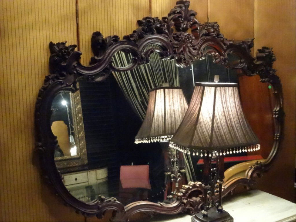 LARGE ROCOCO STYLE WOOD MIRROR, APPROX 4.5' X 3', VERY (1 of 5)
