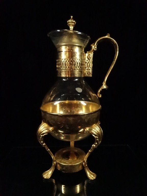 TEA OR COFFEE POT PITCHER WITH STAND, BASE CAN HOLD TEA (1 of 6)