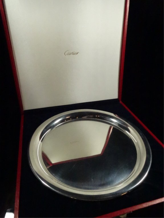 CARTIER PEWTER PLATE IN ORIGINAL BOX, APPROX 11" (1 of 6)