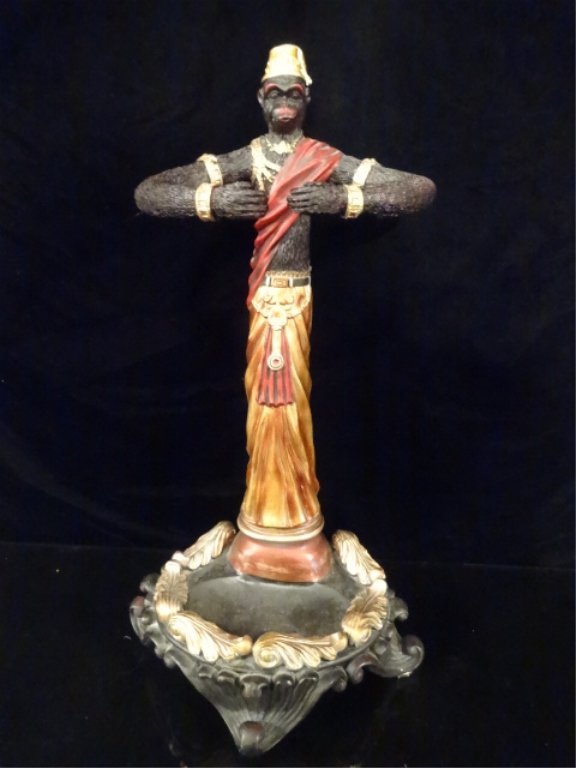 LARGE MONKEY FORM UMBRELLA STAND, PAINTED RESIN, VERY (1 of 6)